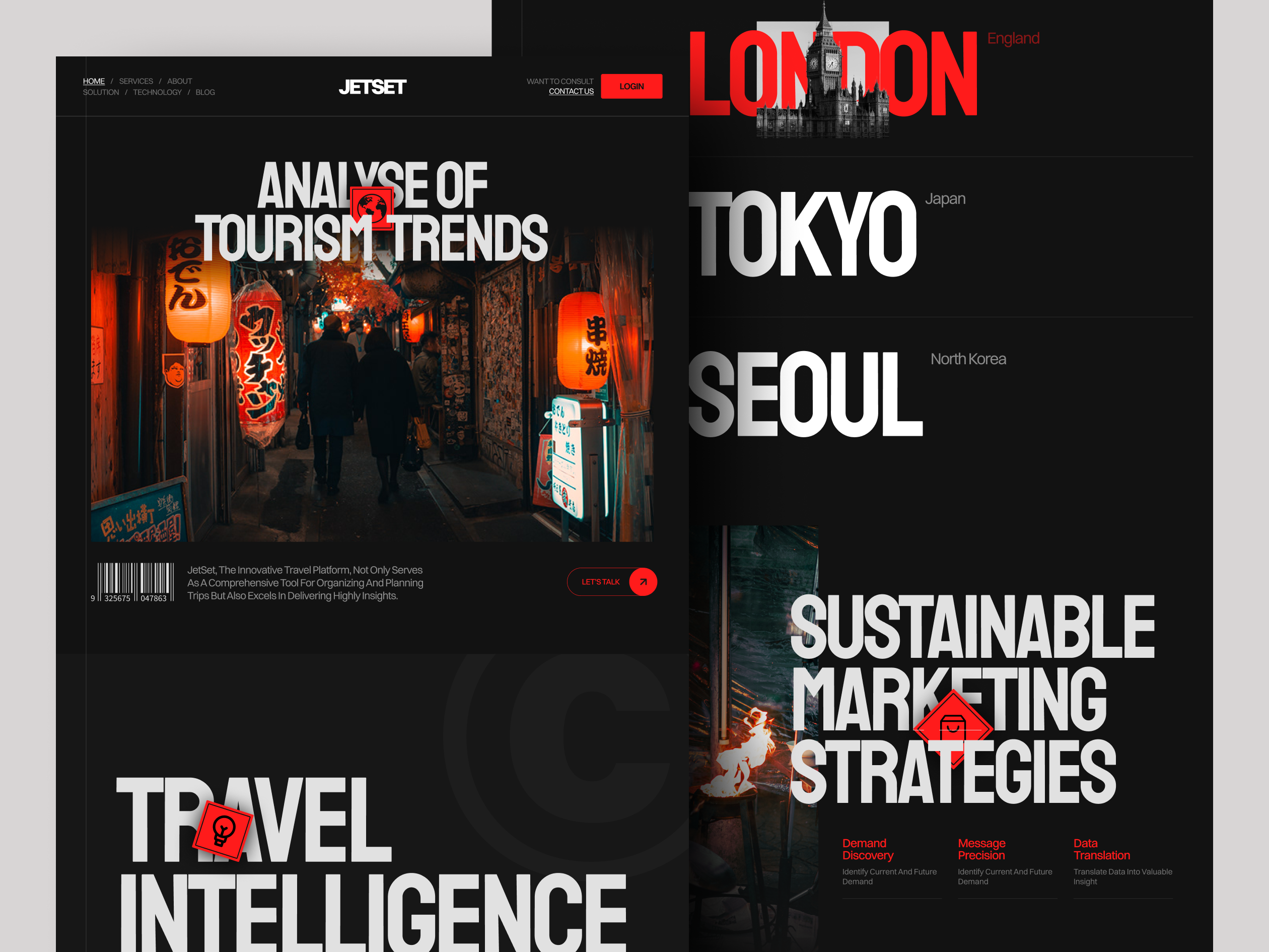JetSet - AI Travel Intelegent Services aesthetich ai branding brutalism data design graphic design holiday landing page marketing minimalist sales sass simple travel ui vacation website