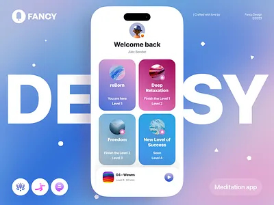 Deepsy Meditation App animation app design clean concept dailyui design flat illustration meditation app meditation app design mobile app design mobile design player app design sound app sound app design ui web app web app design webdesign website design