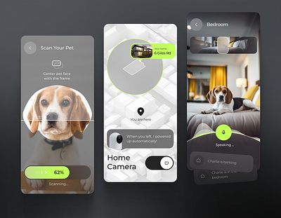 SnapHome - Smart Home Mobile App app camera clear design dark design digital fintech manage pet smart home track ui ux