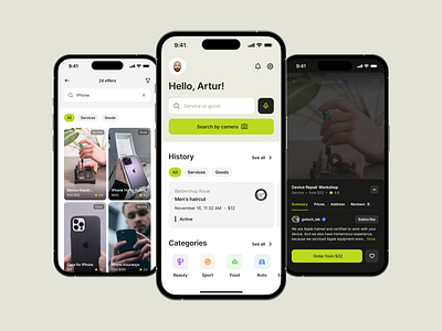Vidoods — a super app for finding services and goods application design feed goods product design services super app ui uiux ux uxui videos