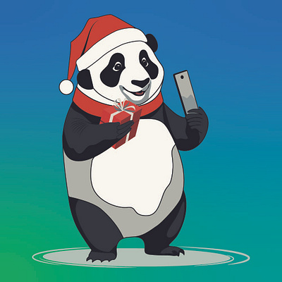 Cute Panda Selfie with Christmas Gift Vector Clipart animation anime art artist artwork branding christmas clipart creative design graphic design illustrate illustration logo manual motion graphics redesign redraw tracing vector