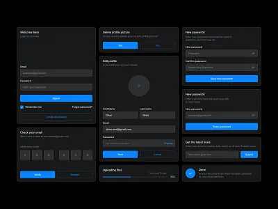 SM, UI Components 1 buttons dark ui design inspiration design system dialog email guideline hireing inputs log in minimal minimalism minimalistic password pop up recruitment platform ui ui components uploading ux