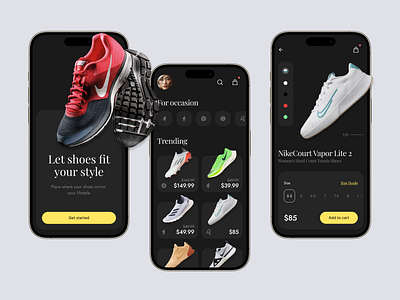 Shoe eCommerce Mobile App app clean dark design ecommerce figma minimal minimalist mobile shoes shop simple simplicity theme ui ux