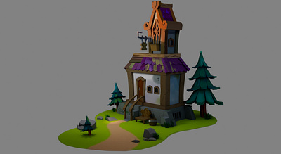 I model a stylized house and textured
