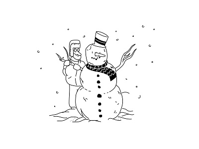 Snowing! design graphic design icon illustration line logo minimal retro simple snow snowing snowman ui