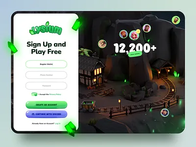 Game Register Page Design 3d app dashboard design game gaming illustration interface ipad nft register page sign up ui ux web website
