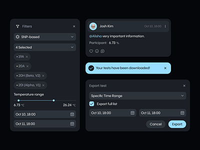 Genome Dashboard for Medicine app dashboard filters form interface medicine modal popup toster ui ux