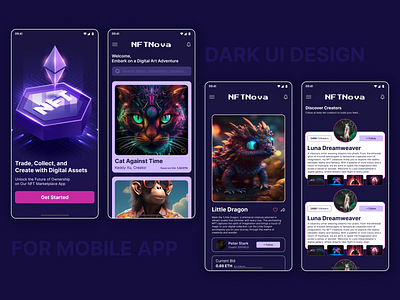 DARK UI DESIGN FOR NFT MARKETPLACE ui ux