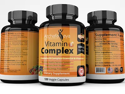 VITAMIN B COMPLEX SUPPLEMENT LABEL DESIGN bottle design branding cbd packaging design illustration labeldesign logo packaging pill label product label supplement label