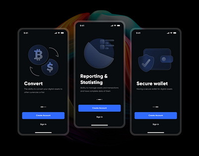 Onboarding Coinnect crypto design payment product ui ux wallet