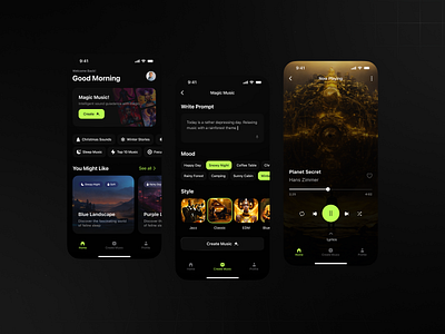 MagicMusic - AI Mobile App ai ai app ai mobile app app dark app dark design mobile mobile app mobile design ui ui design uiux uiuxdesign ux ux design