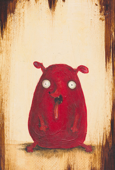 roter Hund acrylic dog illustration red