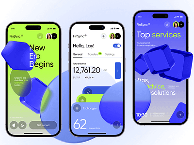 FinSync - Mobile App Concept 3d blue concept creative design graphic design green illustration inspiration interface logo mobile modern design stylish tools ui ui daily ux ux daily