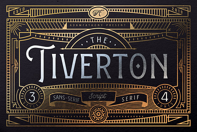 Tiverton Font Trio Free Download art deco art deco font badges black gold borders bundle combination extras font pack gold line neo deco neo deco font retro retro fonts vintage vintage font vintage font bundle vintage font pack