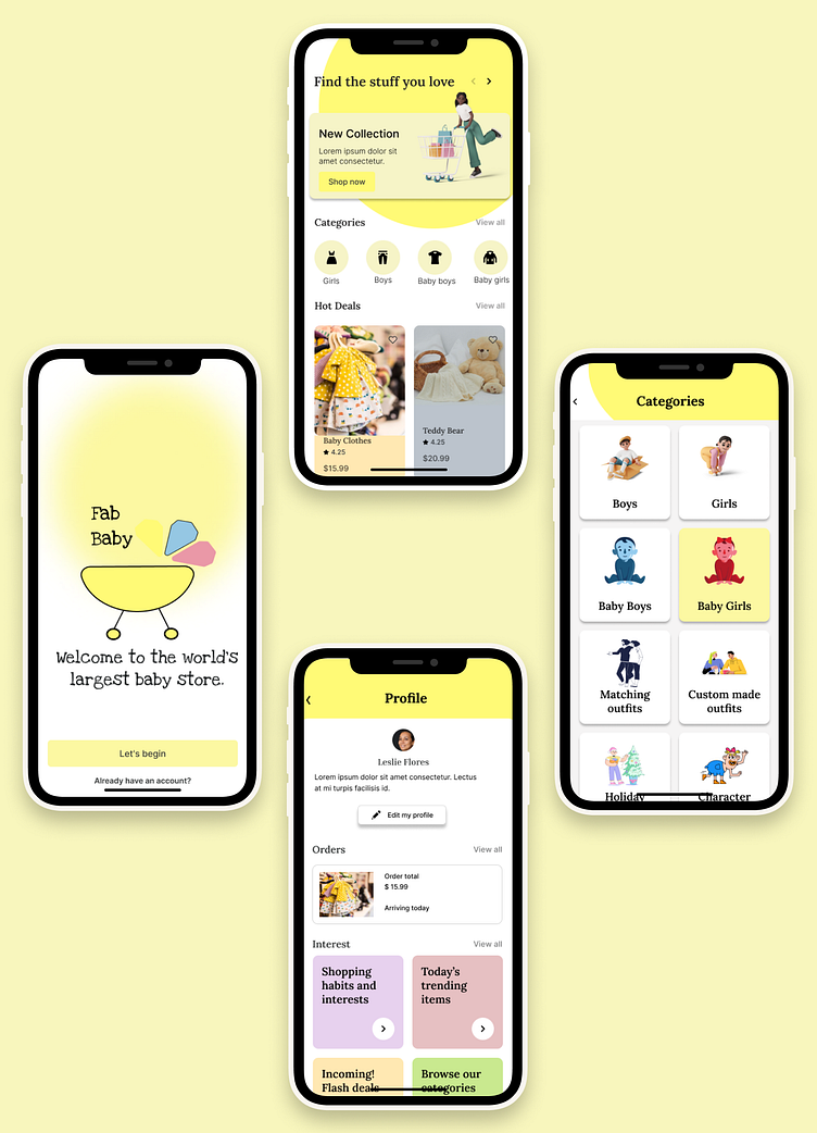 Fab Baby mobile app store. by Shirley Kristine on Dribbble