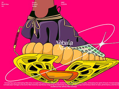 Nebula Apex Shoe Illustration 2d 2d illustration art boots branding concept design futuristic graphic design graphics illustration logo nike pink poster retro shoe sketch space vibrant