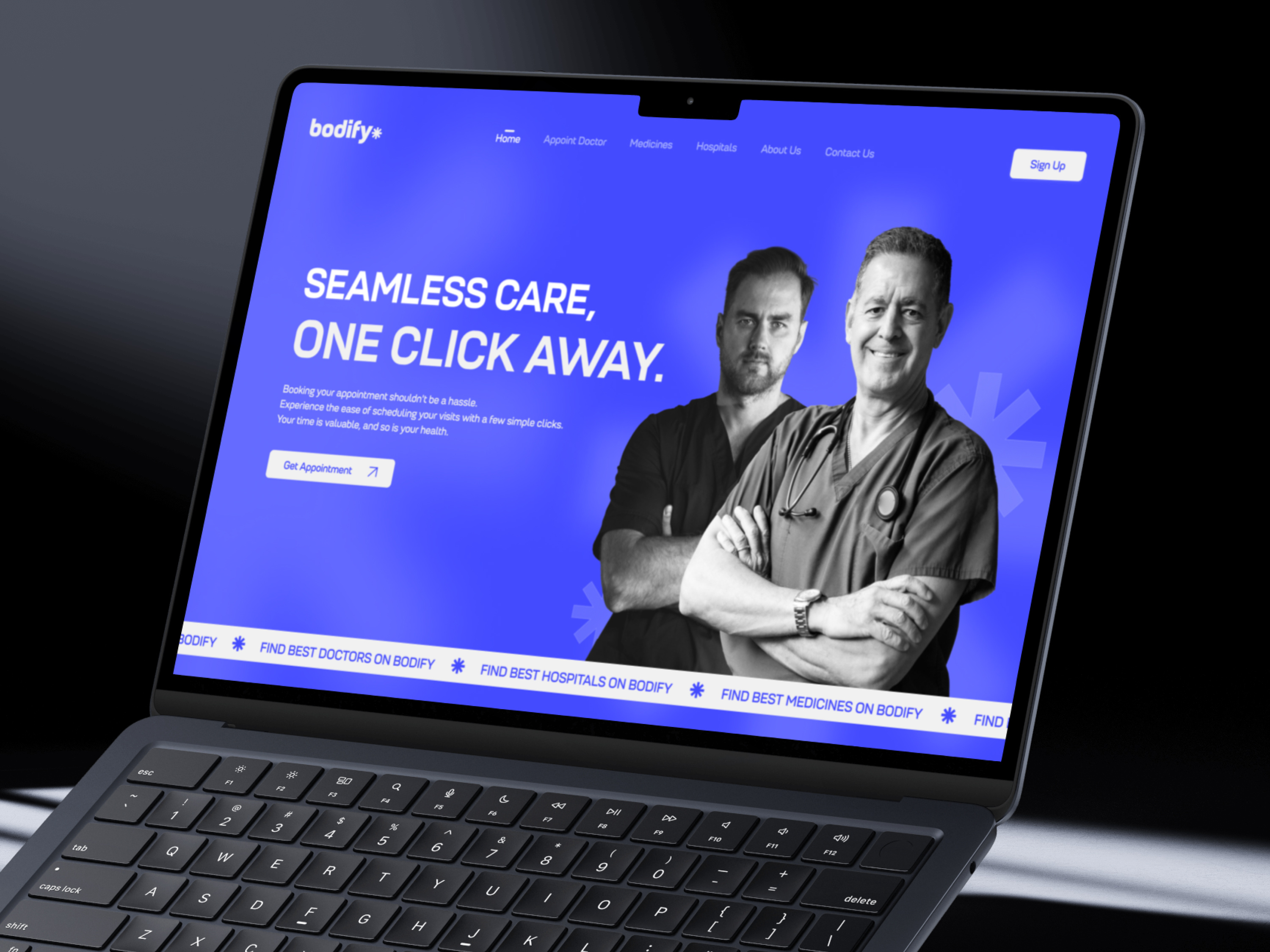 Bodify - Healthcare Homepage design appointment web design doctor figma design healthcare healthcare interface healthcare service healthcare ui hospital landing page med medi ui medical medical ui medicine ui ui for doctor ui for healthcare uiux website