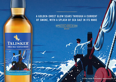 Talisker Whisky 2d adventure design digital folioart illustration packaging rui ricardo scene texture