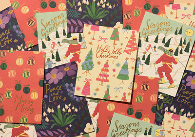 Christmas Cards bodil jane christmas design digital festive folioart greetings card illustration pattern typography