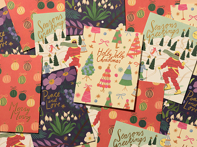 Christmas Cards bodil jane christmas design digital festive folioart greetings card illustration pattern typography