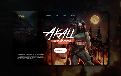 Gaming Homepage design concept assassin character gaming landing page web design