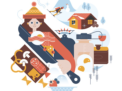 Backcountry Skiing 2d character digital editorial festive flat folioart food illustration line sally caulwell skiing vector winter