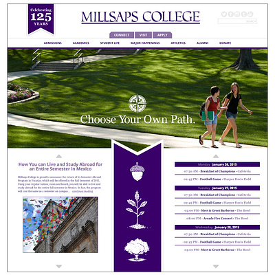 2015 Redesign of Millsaps College website ui ux web design
