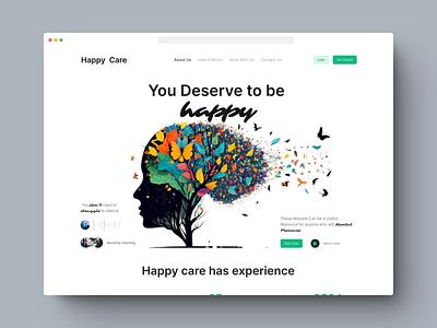 Happy Care WebSite Design: Landing Page / Home Page UI design figma health care health care design landing pages deisng mental health website design ui uiux website design