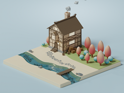 Forest Cabin #Coloso 3d blender cabin coloso