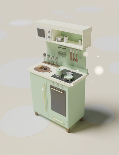 Pastel Kitchen #Coloso 3d blender coloso kitchen pastel green