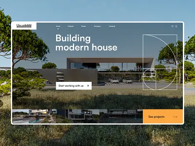 Construction of houses building construction design graphic design house landig page landing minimalism ui