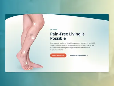 Vein Screening Tool - Web Design gradient interactive form medical web design medical website modern screening tool uxui vein center