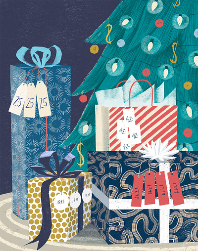 Buy Now, Pay Later 2d christmas digital editorial festive folioart illustration pattern sam kalda texture