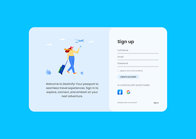 Day 1: Embark on a Seamless Journey - Travel App Sign-Up dailyui design journey design process sign up page signup travel design ui ui challenge user interface ux experience ux magic visual design