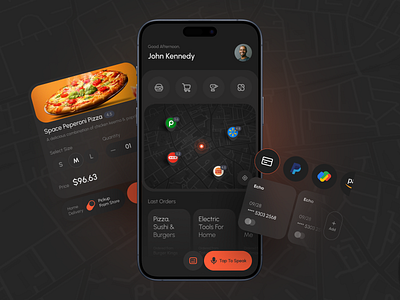 GrocerEase - Revolutionizing Your Shopping Experience 2023 2024 aiintegration artificialintelligence dark mode flat groceryapp mapviewdesign minimal shoppingexperience trend ui userexperiencedesign ux voicecommandui