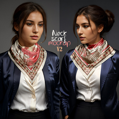 Neck Scarf Mockup V2 apparel clothes design download fabric fashion female girl mockup model photoshop psd scarf shawl template textile woman