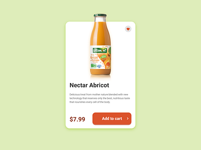 A product card with add to cart and favorite button app ui