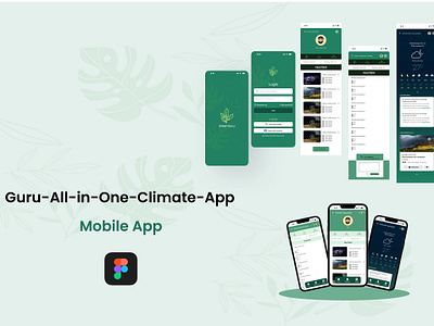 Climate App app design climate app climate app design education page design figma design green guru app design ui uiux weather pade design