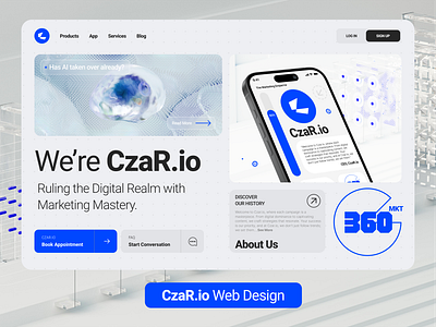 Website Design - CzaR.io adobe illustrator adobe xd blue blue web page blue website branding design figma graphic design landing page ui ux uxui web web design web page webdesign webpage website website design