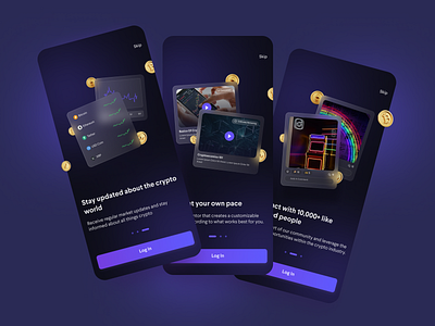 Cryptograd: India's First Blockchain Oriented E-learning Startup app design blockchain crypto cryptocurrency dark mode dark ui design trends gamification learning app ui uiux ux