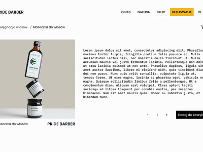 Pride Barber - Product page branding brutal shop ui