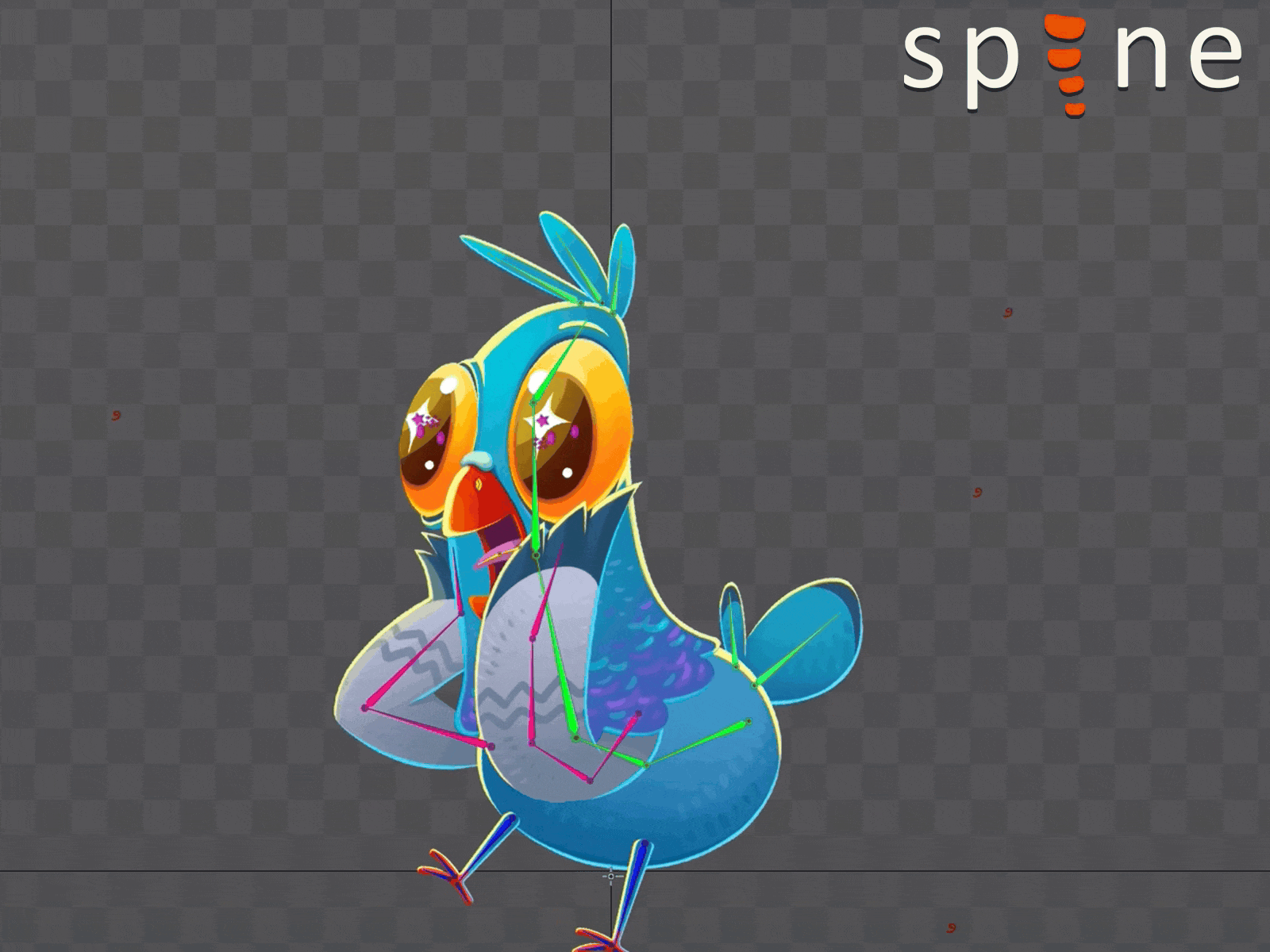 Pigeon excited 2d 2d animation character game hero mobile pigeon rigging solitown spine unity