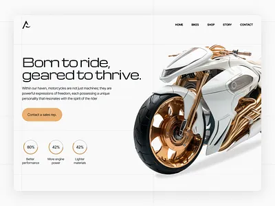 Motorbike Shop Inspiration Landing Page Website above the fold bike design landing minimal motorbike motorcycle shop ui ux website