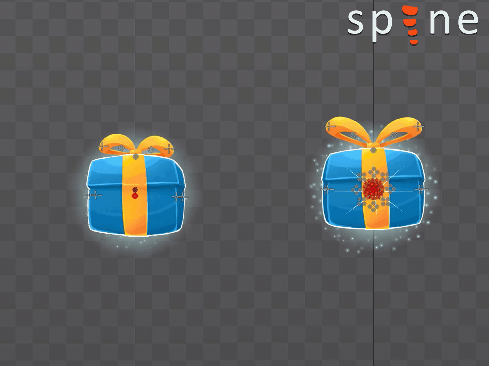 Gift animation 2d animation animation bonus effects game gift mobile motion graphics rig solitown spine ui unity vfx