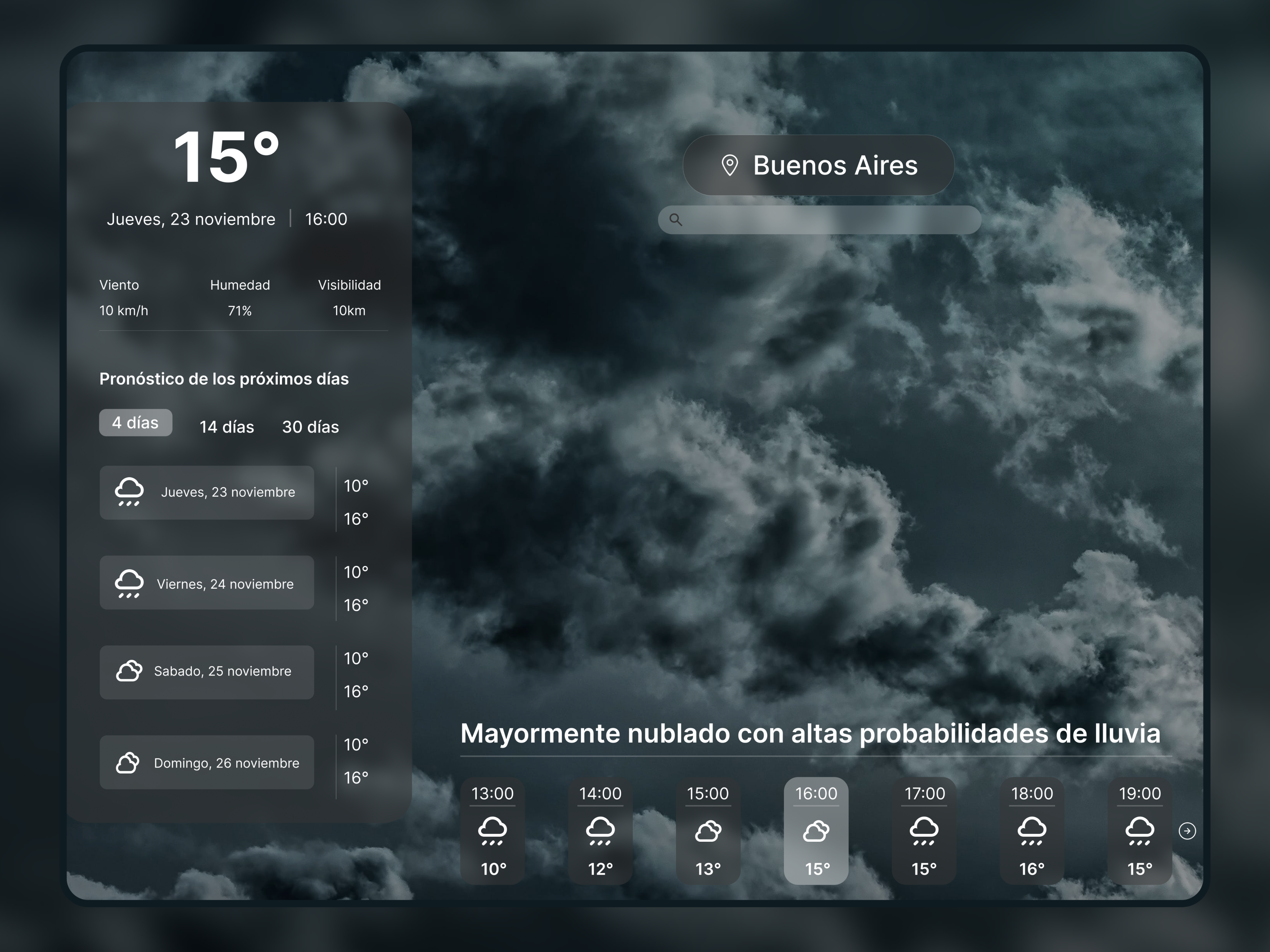 App meteorológica desktop / weather app design desktop ui weather app