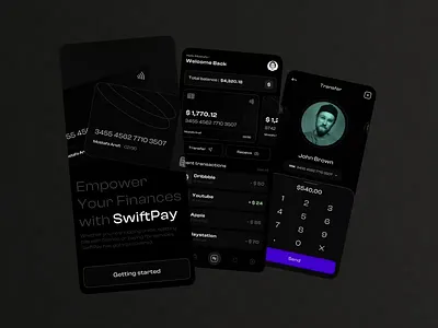 SwiftPay App UI/UX animation animation mobile bank clean ui dark mode finance interface mobile mobile ui mobiledesign motion graphics ui uiux