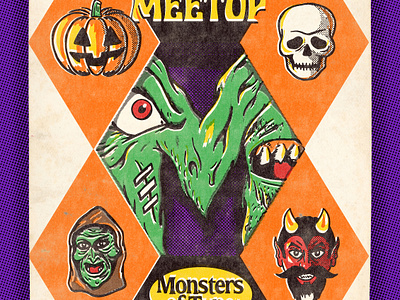 Monsters of Type Poster devil halloween illustration mask monster pumpkin skull type typography witch