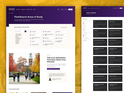 Olivet - Website Redesign, Areas of Study campus class clean contrast facet filter gold olivet photo purple results school search simple sophisticated testimonial texture ui university ux