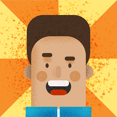 Flat illustration of a man with grain and adobe photoshop