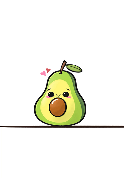 kawaii animation of an avocado and adobe photoshop